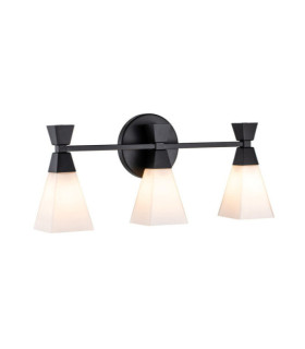 Applique murale Salle de bains Bowtie Verre Opale,Acier Noir mat