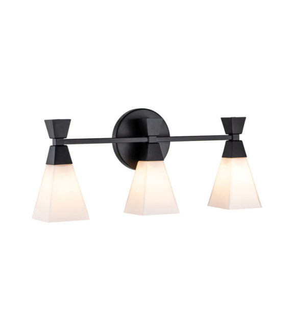 Lámpara de pared para baño Bowtie, cristal opalino, acero negro mate