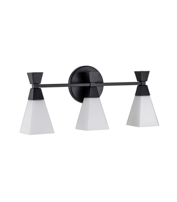 Bowtie Badezimmer-Wandleuchte, Opalglas, mattschwarzer Stahl