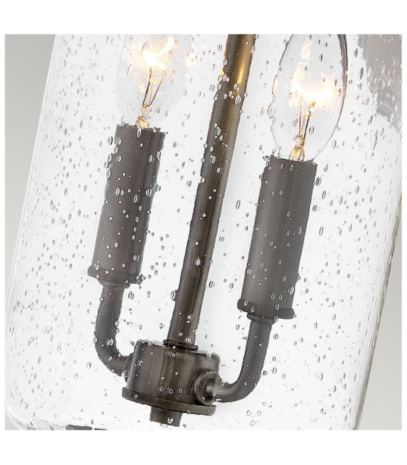 Hinkley Outdoor Wall Sconce Clear Seeded Glass, Weather Resistant Composite, Oil Rubbed Bronze