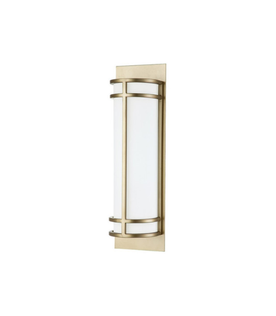 Lámpara de pared Fusion de cristal opalino, acero, latón natural pintado