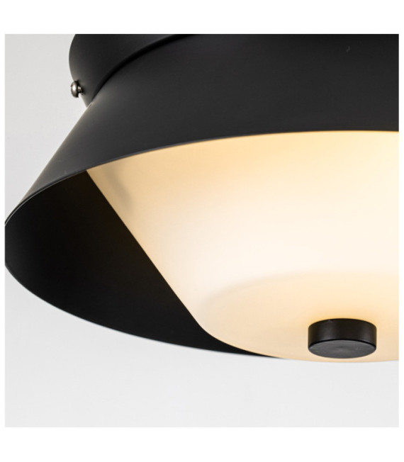 Lámpara de techo para baño Bowtie, cristal opalino, acero negro mate