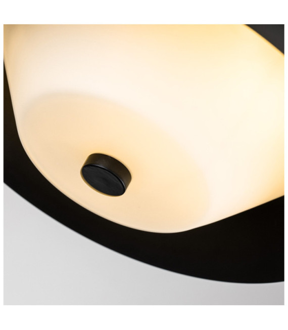 Lámpara de techo para baño Bowtie, cristal opalino, acero negro mate