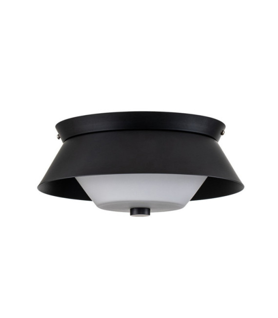 Bowtie Bathroom Ceiling Light Opal Glass, Matte Black Steel
