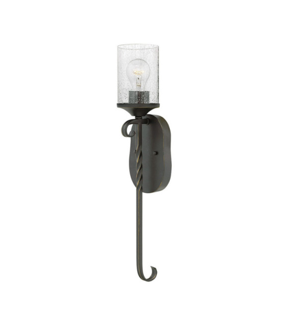 Hinkley Wandleuchte Metall, transparentes genarbtes Glas Old Black