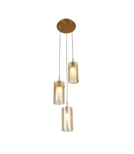 Lampada a sospensione Duo Acciaio dolce, vetro Bronzo