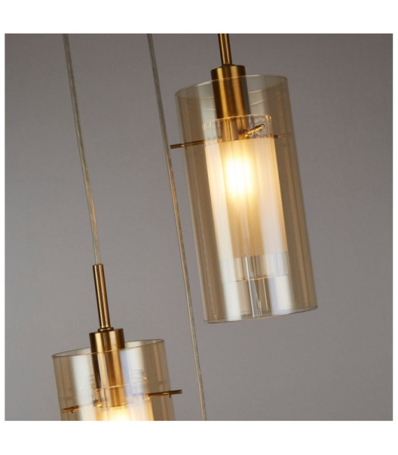 Lampada a sospensione Duo Acciaio dolce, vetro Bronzo
