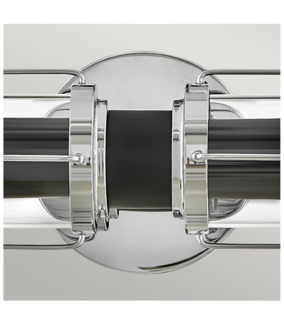 Masthead outdoor wall light Clear glass, Black steel, Polished chrome