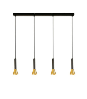 Signal-Pendelleuchte, Baustahl, Gold, Schwarz