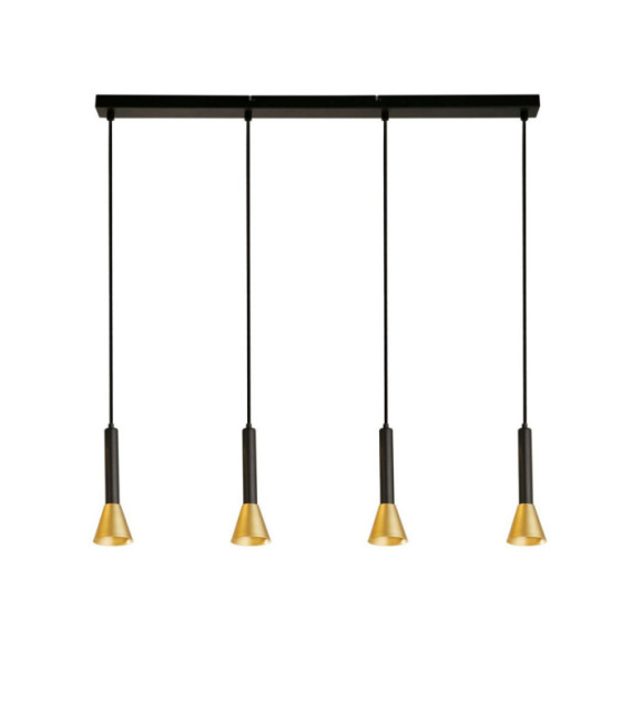 Signal-Pendelleuchte, Baustahl, Gold, Schwarz