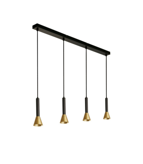 Signal-Pendelleuchte, Baustahl, Gold, Schwarz