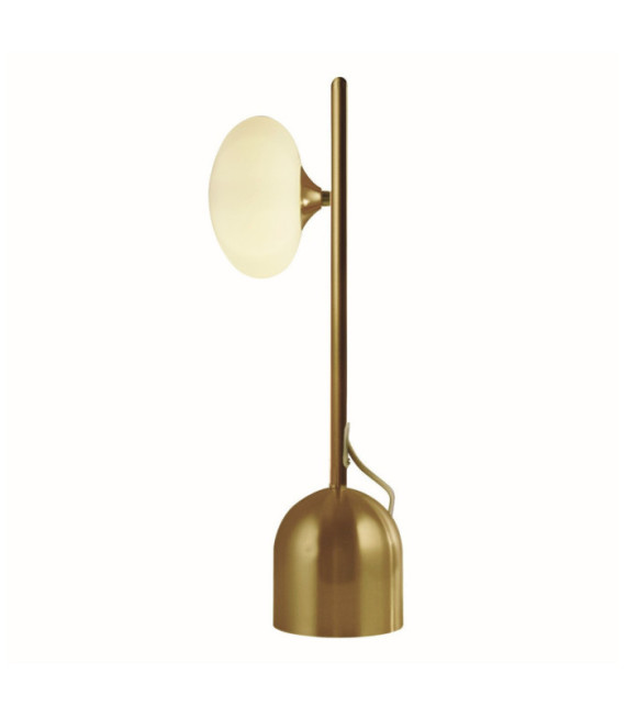 Lampe de table Pebble Acier doux Blanc, Laiton satiné