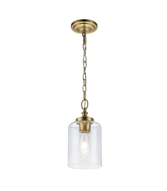 Lampada a sospensione Feiss Vetro trasparente, acciaio Ottone brunito