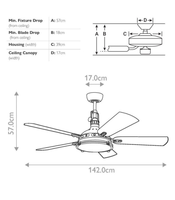 Abanico Hatteras Contrachapado,Vidrio,Acero Latón bruñido antiguo