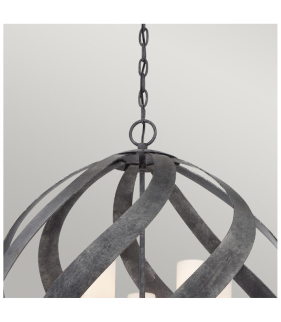 Quoizel pendant light Opal engraved glass, Old Black steel