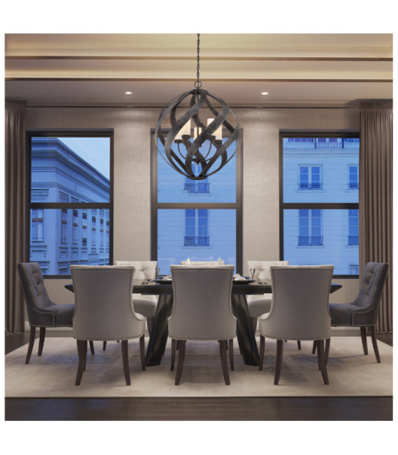 Quoizel pendant light Opal engraved glass, Old Black steel