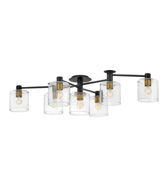 Hinkley ceiling light Clear glass, black steel with heritage brass