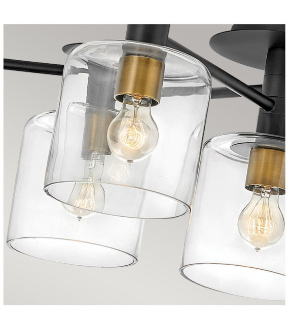 Hinkley ceiling light Clear glass, black steel with heritage brass