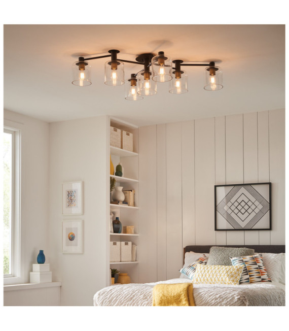 Hinkley ceiling light Clear glass, black steel with heritage brass