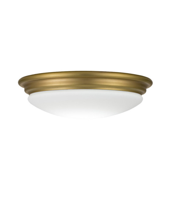 Plafonnier Brompton Verre Opale,Acier Laiton brossé