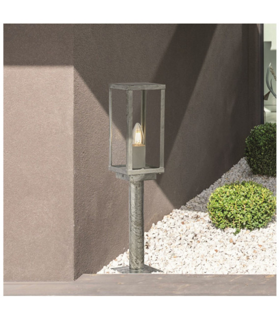 Box outdoor floor lamp Mild steel Silver, Clear