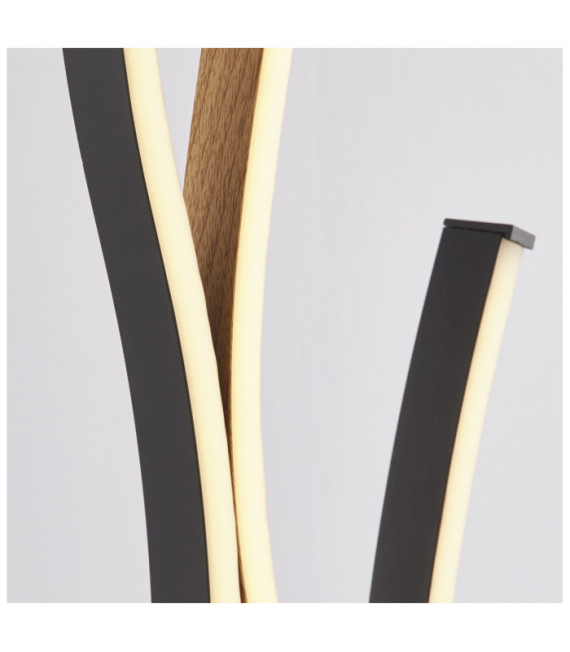 Bloom LED-Stehleuchte, Weichstahl, Holzoptik, Sandschwarz