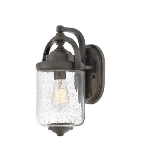 Hinkley Outdoor Wall Sconce Clear Seeded Glass, Weather Resistant Composite, Oil Rubbed Bronze