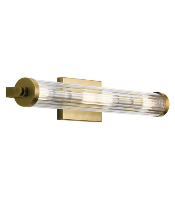 Lampada da parete Bagno Kichler Acciaio, vetro scanalato trasparente Ottone naturale