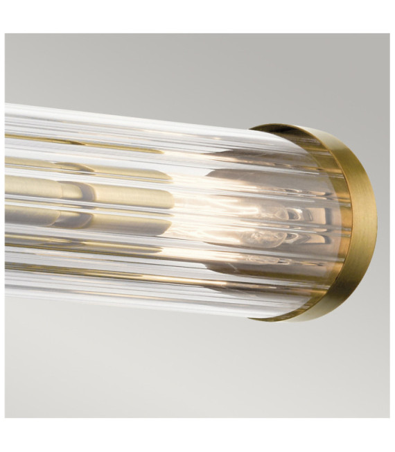 Lampada da parete Bagno Kichler Acciaio, vetro scanalato trasparente Ottone naturale