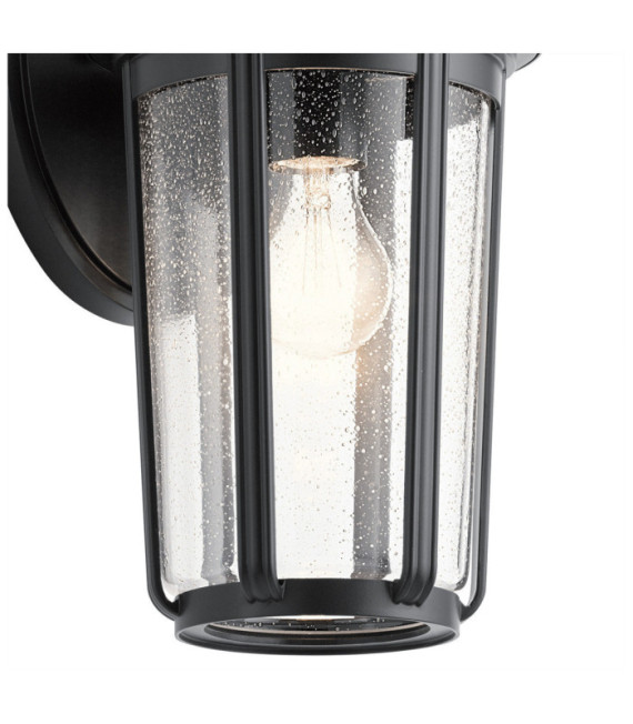 Kichler exterior wall light Aluminum, transparent grained glass Black
