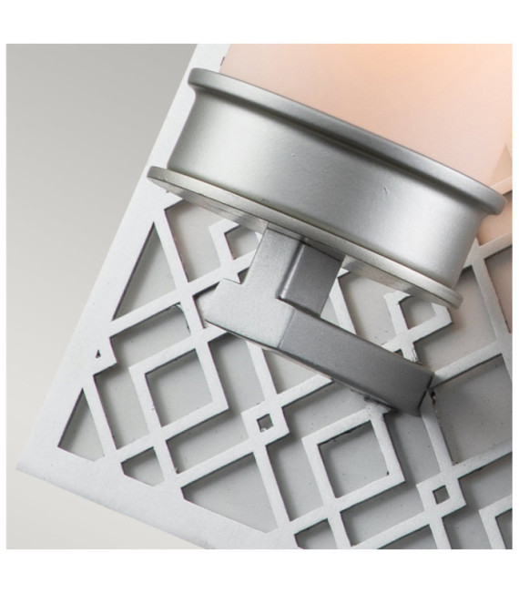 Lampada da parete per bagno Ziggy in vetro, acciaio laccato argento