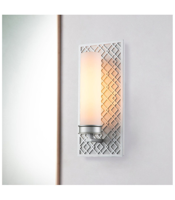 Lampada da parete per bagno Ziggy in vetro, acciaio laccato argento