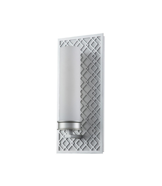 Aplique de baño Ziggy de cristal, acero lacado en plata