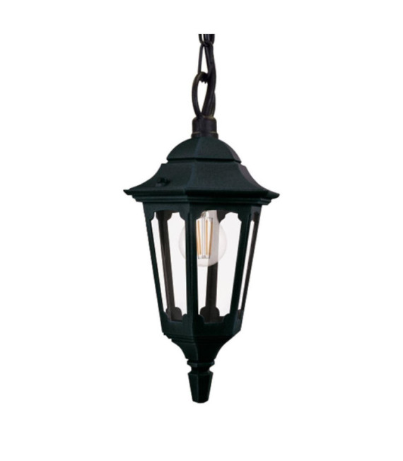 Lámpara colgante para exterior Parish Vidrio, aluminio fundido Negro