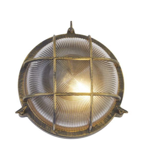 Bulkhead Outdoor Floor Lamp Clear Aluminum, Black Gold