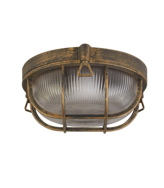 Bulkhead Stehleuchte für den Außenbereich, klares Aluminium, Schwarzgold