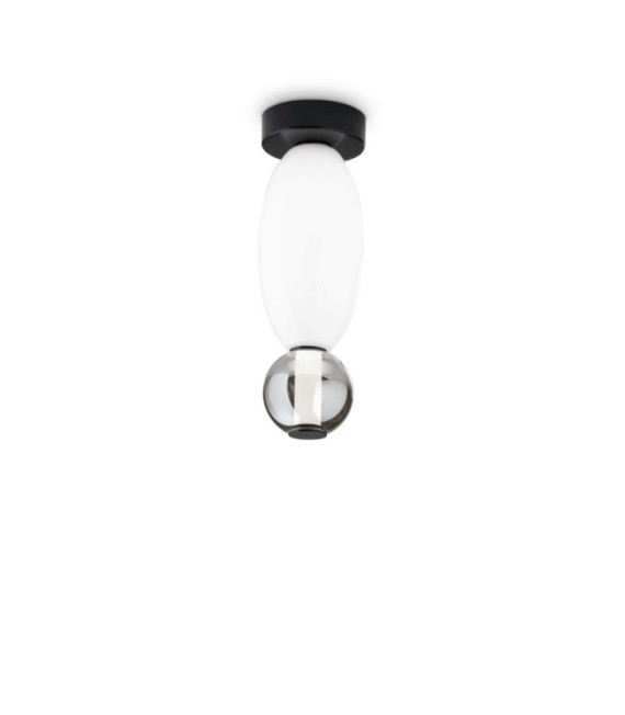 LED Ceiling Light Glass, Black Metal
