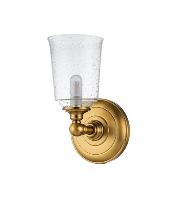 Feiss wall light Steel, transparent grained glass Burnished brass