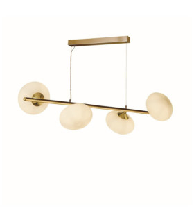 Lampada a sospensione Pebble Acciaio dolce Bianco, Ottone satinato