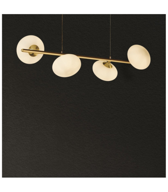 Pebble pendant light Mild steel White, Satin brass