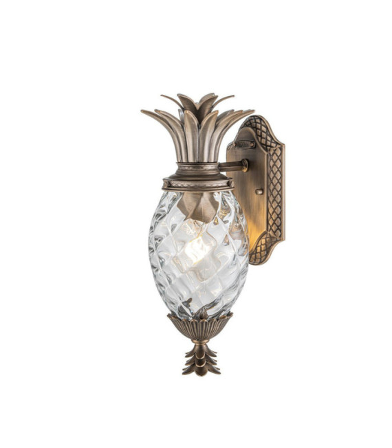 Applique murale extérieur Plantation Verre optique ambre gravé à l'intérieur,aluminium Bronze bruni
