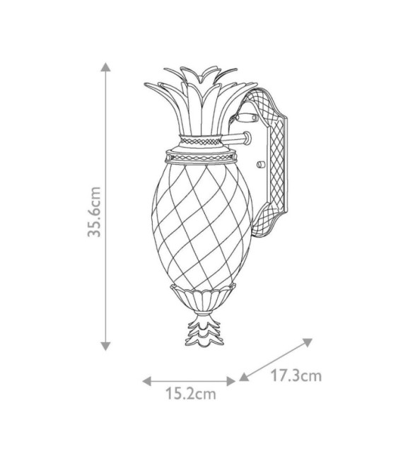 Plantation outdoor wall light Amber optical glass etched inside, aluminum Burnished bronze