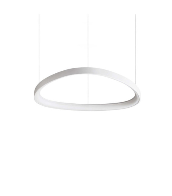Lampada a sospensione LED Gemini in metallo, plastica bianca