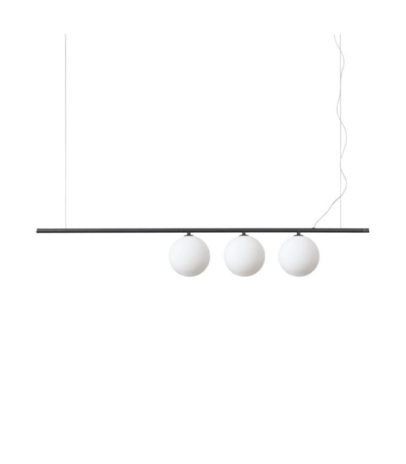PERLINE Pendelleuchte Glas, schwarzes Metall