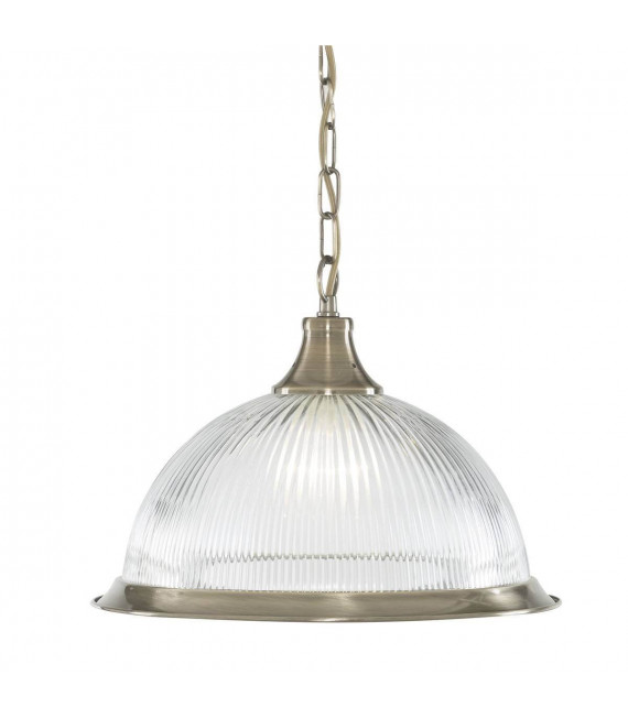 1-Licht America Pendelleuchte, Diner, aus antikem Messing und Glas