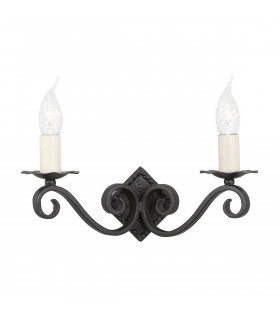 Aplique Rectory, hierro forjado negro, 1 bombilla