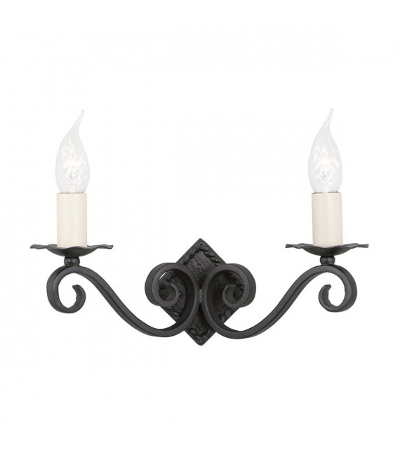 Aplique Rectory, hierro forjado negro, 1 bombilla