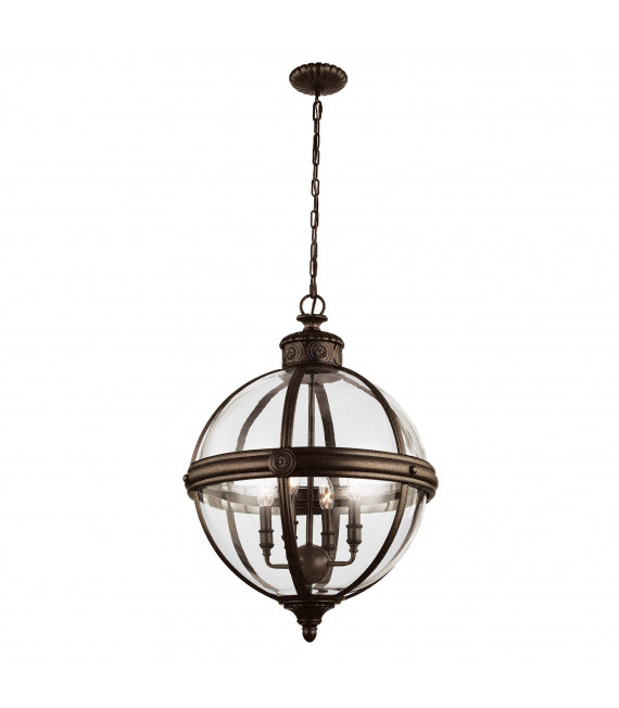 Lampada a sospensione Adams, nichel antico, 4 lampadine