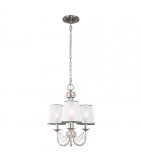 Lampada a sospensione Aveline, acciaio spazzolato, 5 lampadine, con paralume