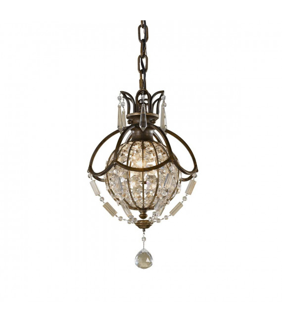 Bellini Pendelleuchte, oxidierte Bronze und Kristall, 3 Glühbirnen